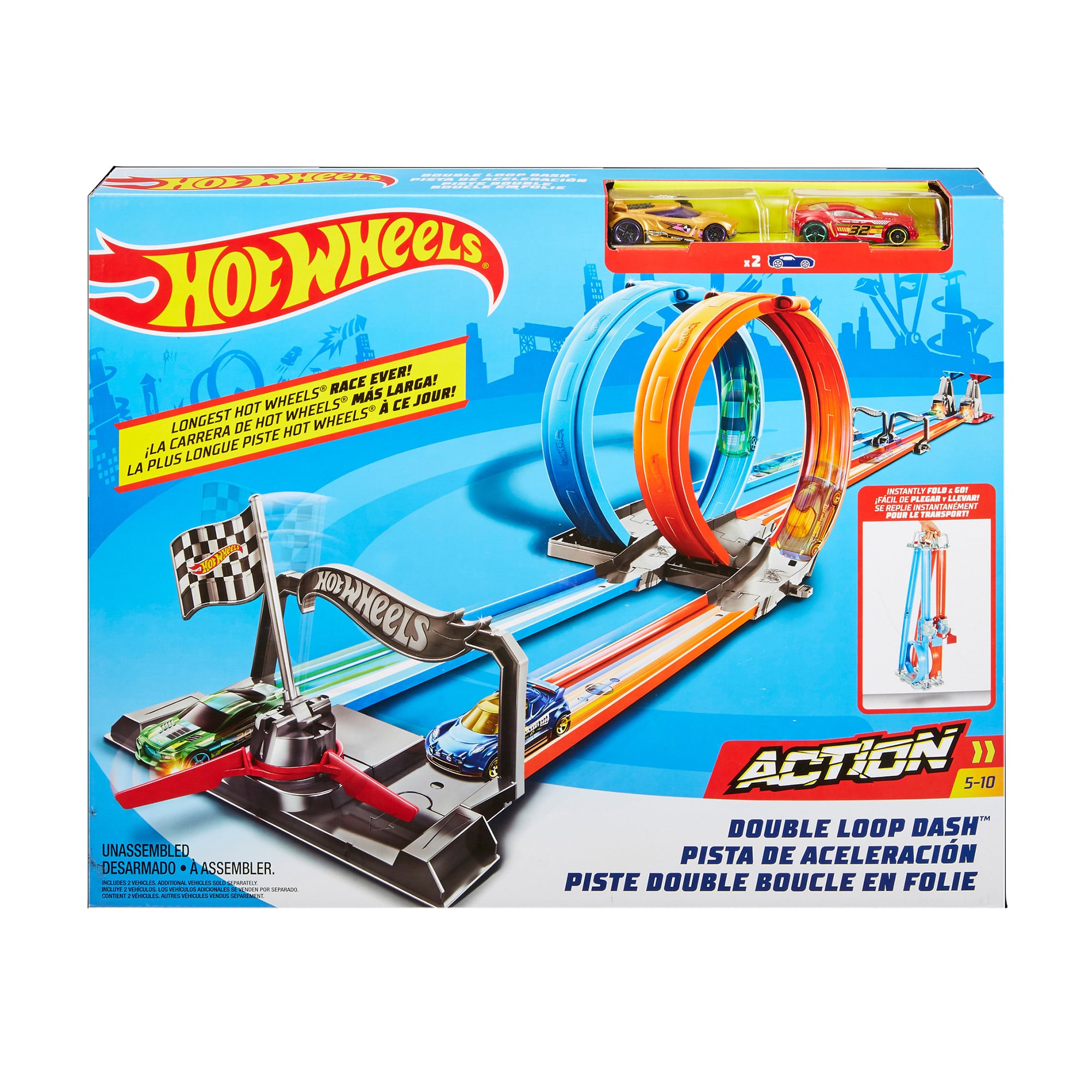 Автомобільний трек Klein Hot Wheels Подвійна петля, від 5 років, 37*46*8 см (GFH85)